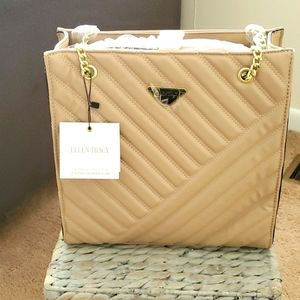 Ellen Tracy Quilted Shopper Tote Bag